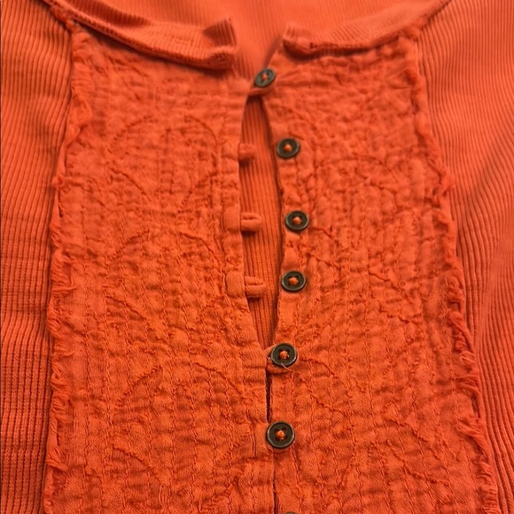 Anthropologie Orange Puff Sleeve Blouse - Picture 6 of 8